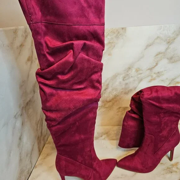 BCBGeneration Himani Slouch Tall Boot, Viva Pink Microsuede, Size 7, NWOT - Picture 5 of 5